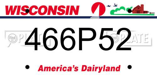 466P52 Wisconsin License Plate