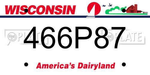 466P87 Wisconsin License Plate