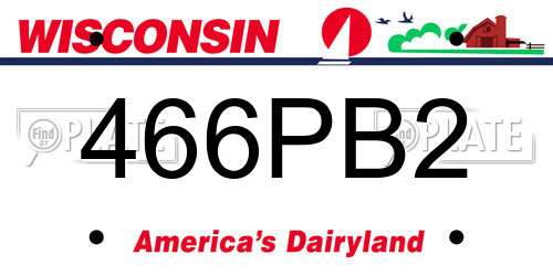 466PB2 Wisconsin License Plate
