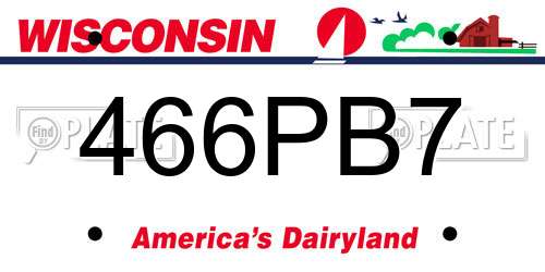 466PB7 Wisconsin License Plate