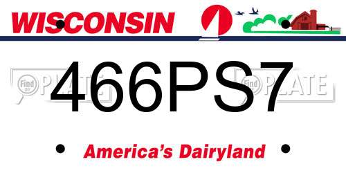466PS7 Wisconsin License Plate