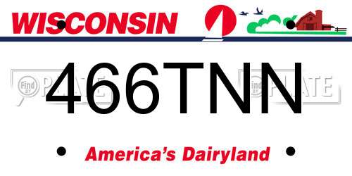 466TNN Wisconsin License Plate