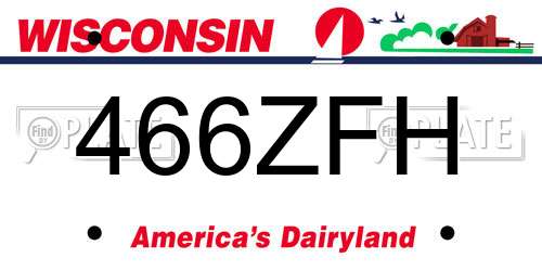 466ZFH Wisconsin License Plate