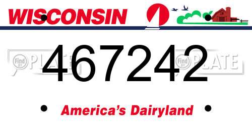 467242 Wisconsin License Plate