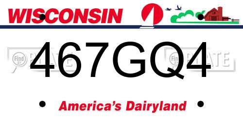 467GQ4 Wisconsin License Plate