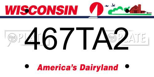 467TA2 Wisconsin License Plate