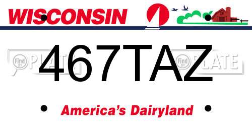 467TAZ Wisconsin License Plate
