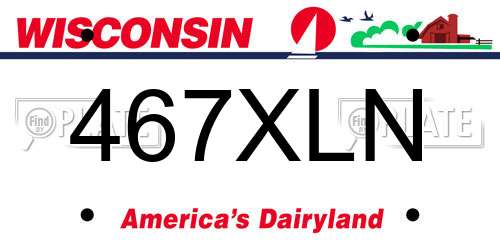 467XLN Wisconsin License Plate