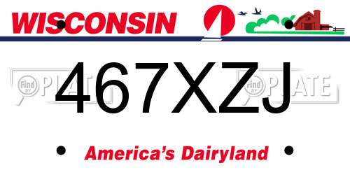 467XZJ Wisconsin License Plate