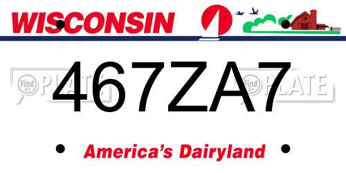 467ZA7 Wisconsin License Plate