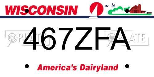 467ZFA Wisconsin License Plate