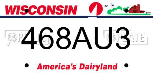 468AU3 Wisconsin License Plate