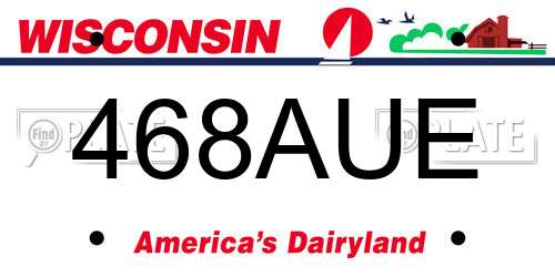 468AUE Wisconsin License Plate