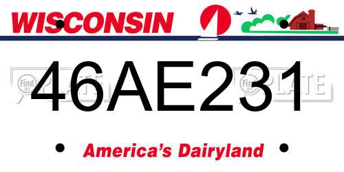 46AE231 Wisconsin License Plate