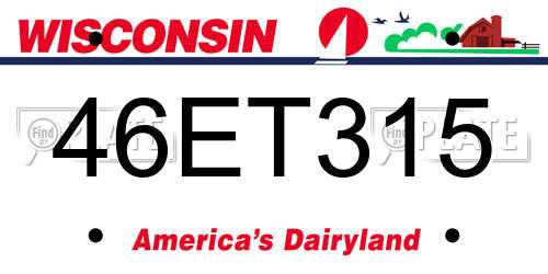 46ET315 Wisconsin License Plate