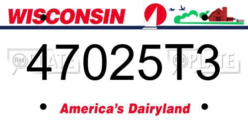 47025T3 Wisconsin License Plate