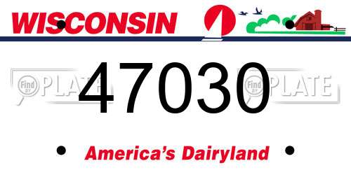 47030 Wisconsin License Plate