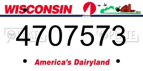 4707573 Wisconsin License Plate