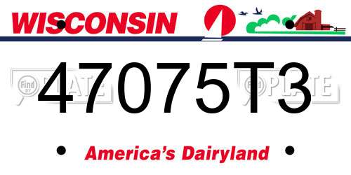 47075T3 Wisconsin License Plate