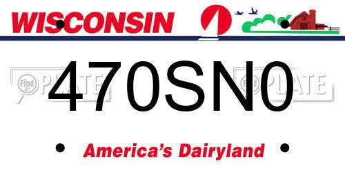 470SN0 Wisconsin License Plate