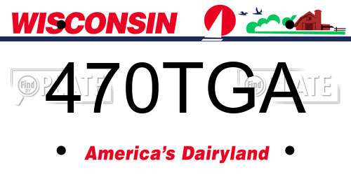 470TGA Wisconsin License Plate