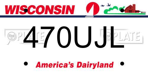 470UJL Wisconsin License Plate