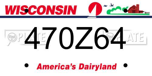 470Z64 Wisconsin License Plate