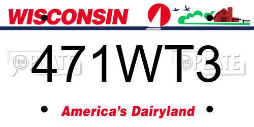 471WT3 Wisconsin License Plate