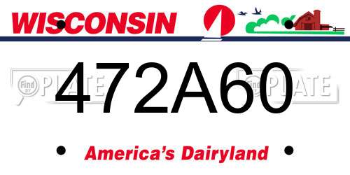 472A60 Wisconsin License Plate