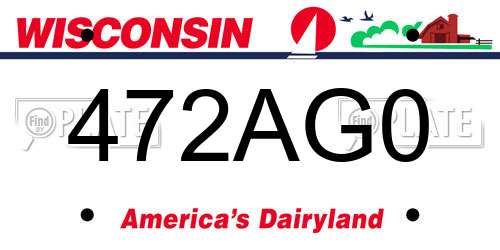 472AG0 Wisconsin License Plate