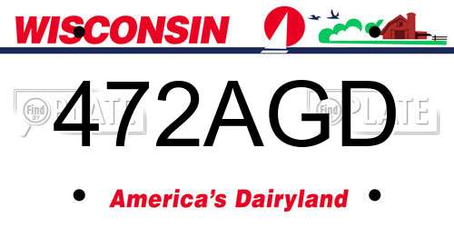 472AGD Wisconsin License Plate