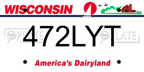 472LYT Wisconsin License Plate