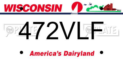 472VLF Wisconsin License Plate