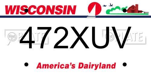 472XUV Wisconsin License Plate
