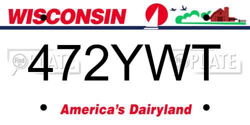 472YWT Wisconsin License Plate