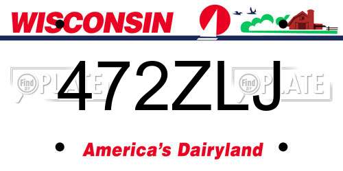 472ZLJ Wisconsin License Plate