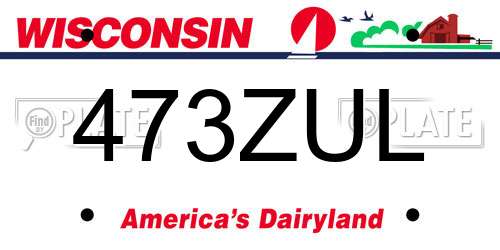 473ZUL Wisconsin License Plate