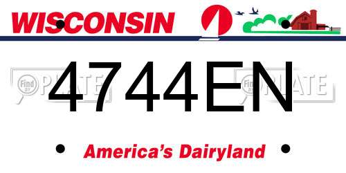 4744EN Wisconsin License Plate