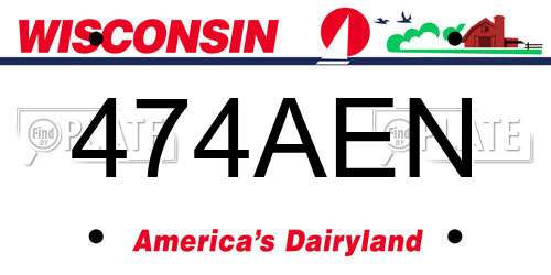 474AEN Wisconsin License Plate