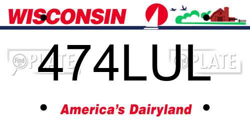 474LUL Wisconsin License Plate