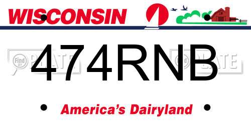 474RNB Wisconsin License Plate