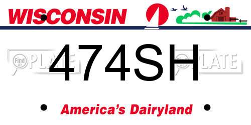 474SH Wisconsin License Plate