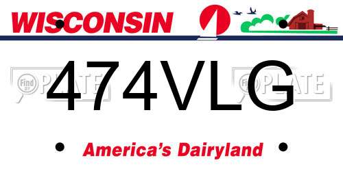 474VLG Wisconsin License Plate