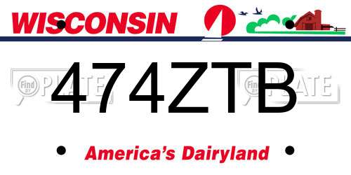 474ZTB Wisconsin License Plate