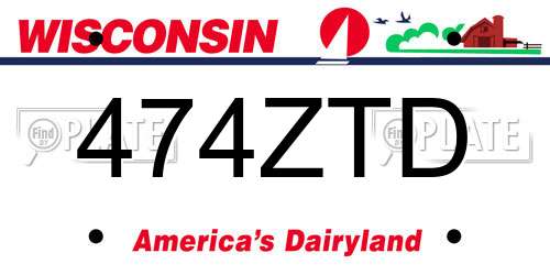 474ZTD Wisconsin License Plate