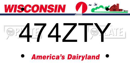 474ZTY Wisconsin License Plate