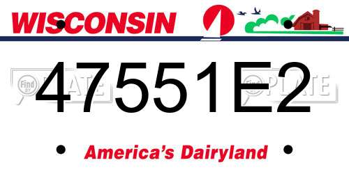 47551E2 Wisconsin License Plate
