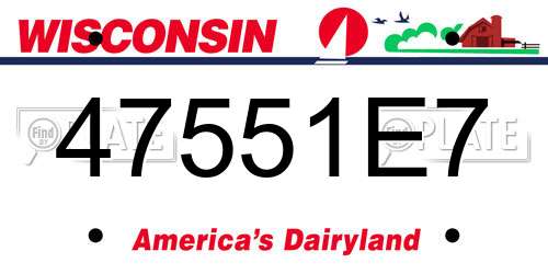 47551E7 Wisconsin License Plate