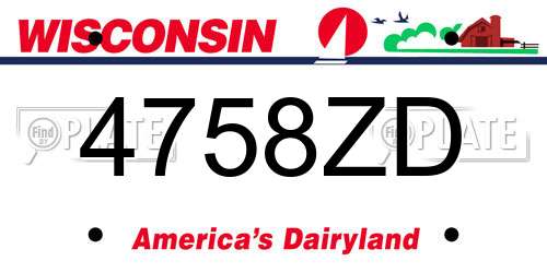 4758ZD Wisconsin License Plate