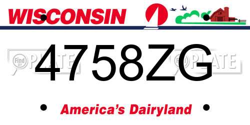 4758ZG Wisconsin License Plate